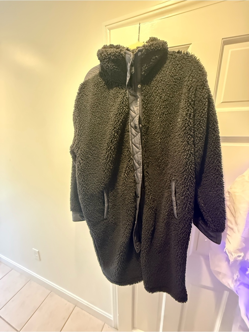 Athleta Black Faux-Sherpa Teddy Coat